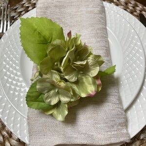 Hydrangea Napkin Rings Green Set of 10